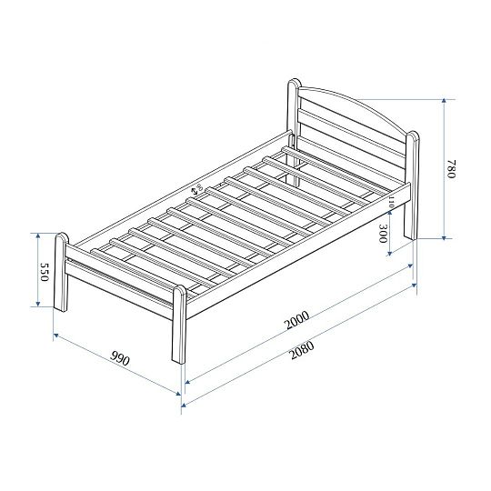 PANDURA postel 90 cm, masiv, buk