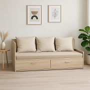 MENEOS rozkládací postel 90 cm, univerzální bočnice, Dub sonoma