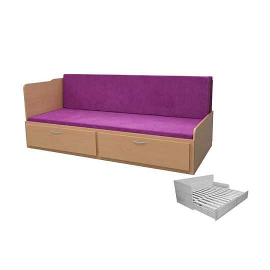 MENEOS rozkládací postel 90 cm, univerzální bočnice, buk