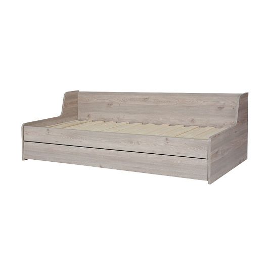 MENEOS postel 80 cm, bez bočnice, rozklad + úložný prostor, dub sonoma