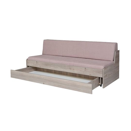 MENEOS postel 80 cm, bez bočnice, rozklad + úložný prostor, dub sonoma