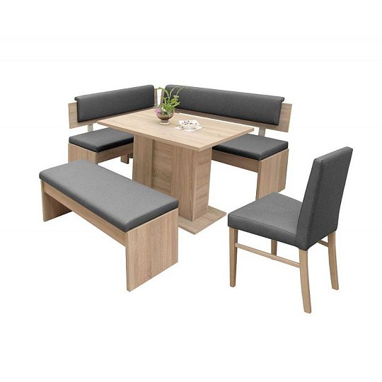 VENEZUELA rohová lavice UNI, dub sonoma/šedá