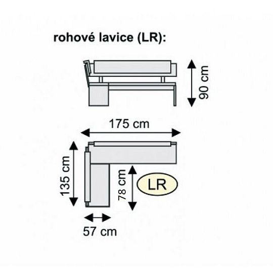 VENEZUELA rohová lavice UNI, dub sonoma/šedá