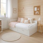 MENEOS rozkládací postel 90 cm, univerzální bočnice, bílá