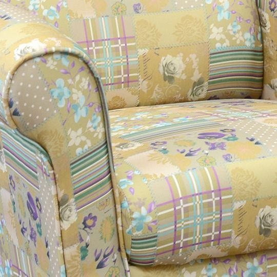 KLIPOS křeslo, patchwork, žlutozelená