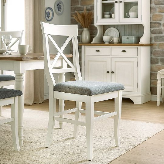 Jídelní židle, Provensal TYP 7, bílá/tmavě šedá