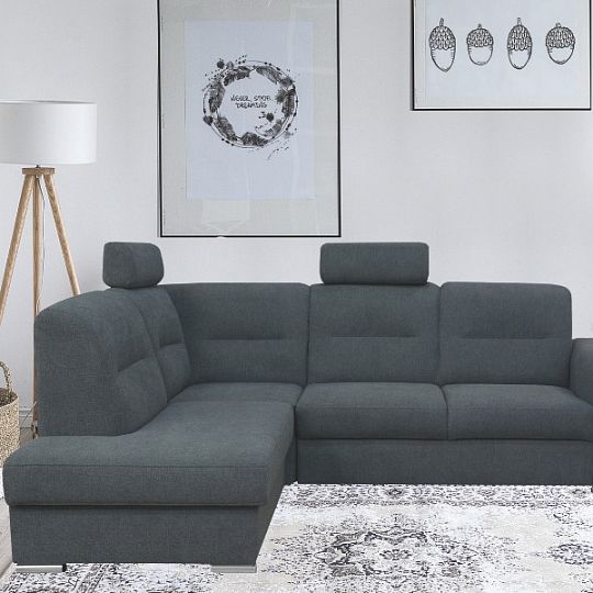 TOBAGO rohová sedací souprava, pravá, tmavě šedá