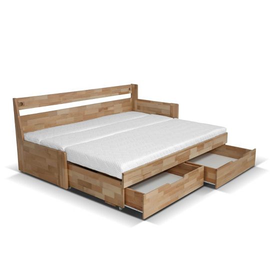 DONATELO B postel 100 cm, pravá, rozklad a úložný prostor, buk