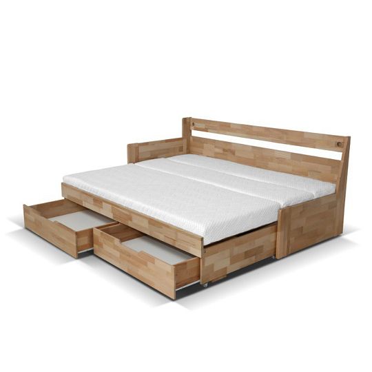 DONATELO B postel 100 cm, levá, rozklad a úložný prostor, buk