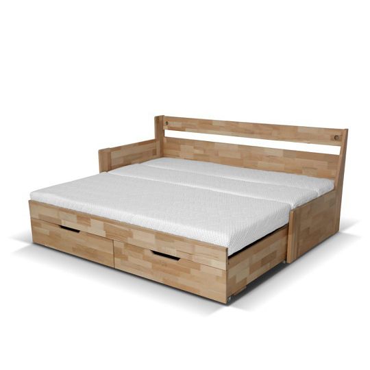 DONATELO B postel 100 cm, levá, rozklad a úložný prostor, buk
