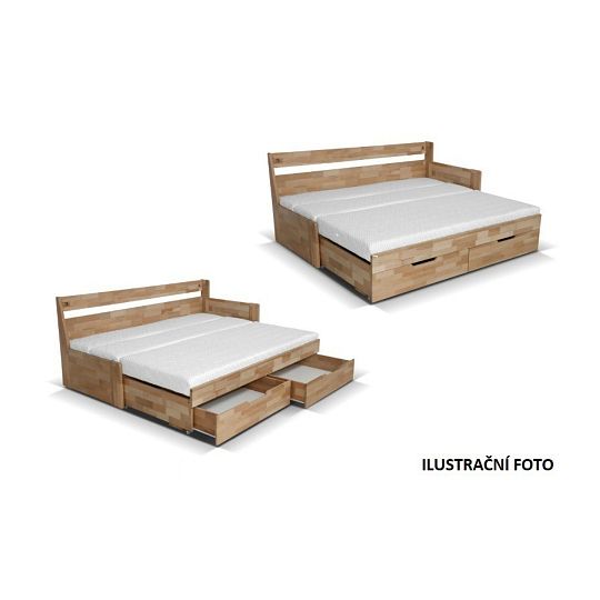 DONATELO B postel 100 cm, pravá, rozklad a úložný prostor, dub sonoma