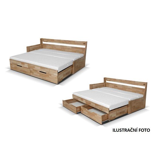 DONATELO B postel 100 cm, levá, rozklad a úložný prostor, dub sonoma