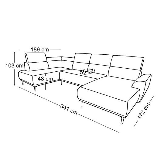 CANON sedací souprava do U, levá, světle šedá Paros 5