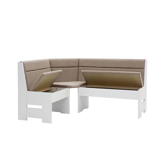 DENIS rohová lavice, univerzální roh, bílá/hnědá SS05