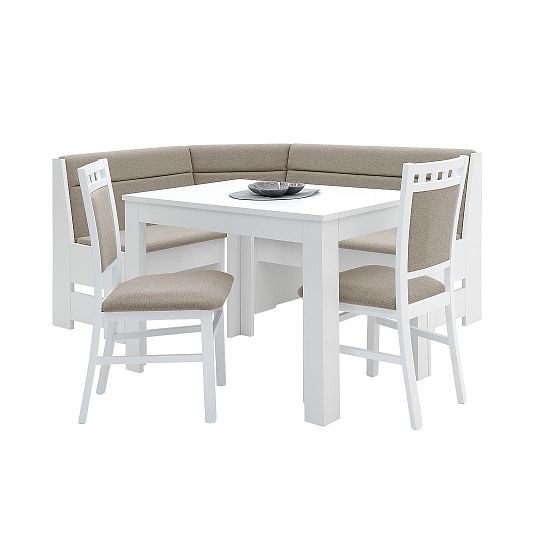 DENIS rohová lavice, univerzální roh, bílá/hnědá SS05