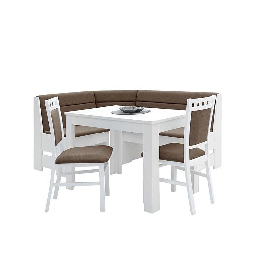 DENIS rohová lavice, univerzální roh, bílá/čokoládová SS07