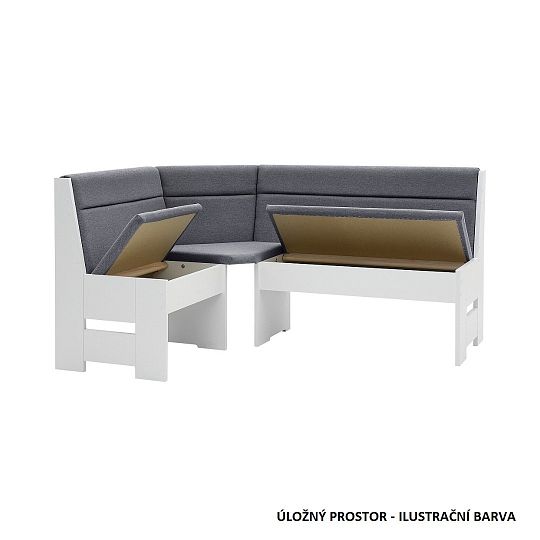 DENIS rohová lavice, univerzální roh, bílá/šedá PW14