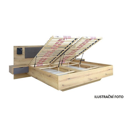 MONTREAL postel 180 + rošt, dub pobřežný/šedá
