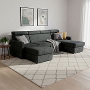 FONDUE sedací souprava do U, univerzální, tmavě šedá Rosario 458