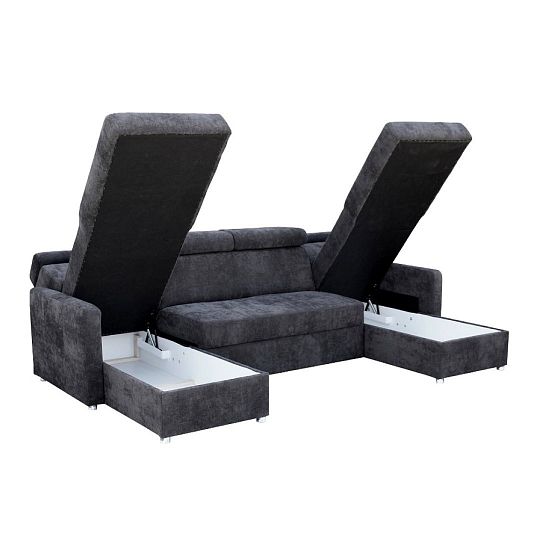 FONDUE sedací souprava do U, univerzální, tmavě šedá Rosario 458