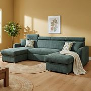 FONDUE sedací souprava do U, univerzální, tmavě zelená Rosario 467