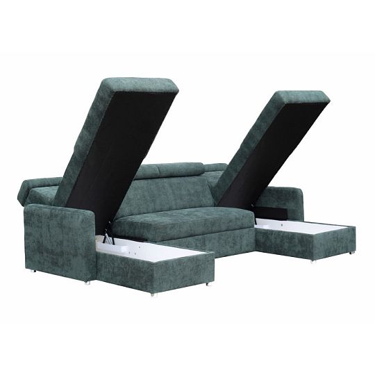 FONDUE sedací souprava do U, univerzální, tmavě zelená Rosario 467