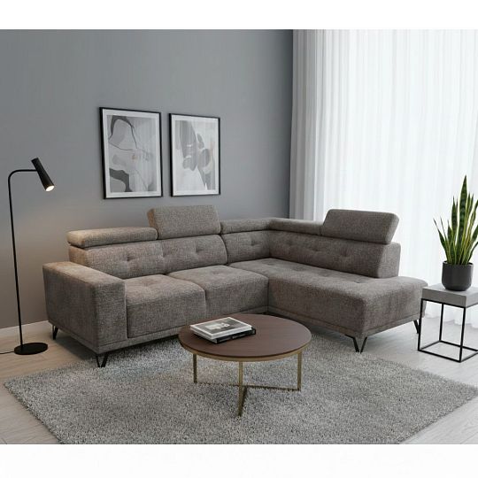 KLEOPATRA MAXI rohová sedací souprava, levá, světle šedá Retro Bliss 90