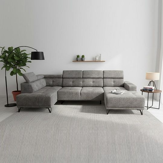 KLEOPATRA sedací souprava do U, pravá, šedá Retro Bliss 90