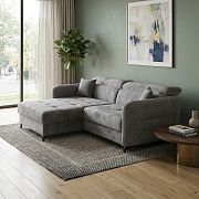 LOLITA rohová sedací souprava, univerzální, tmavě šedá