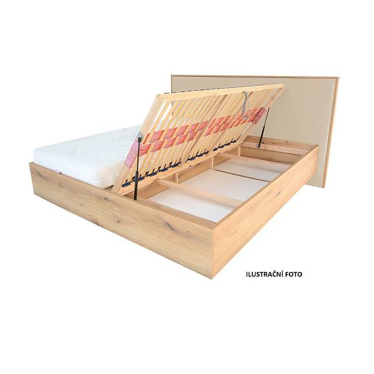 EDISON 2 LINE manželská postel 180 + matrace a rošt, Dub pobřežní