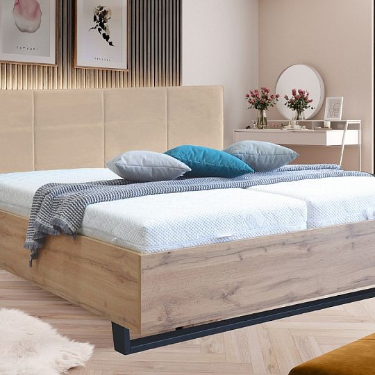 EDISON 2 LINE manželská postel 180 + matrace a rošt, Dub pobřežní