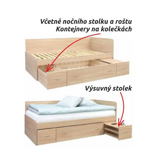 MAXIMUS válenda s úložným prostorem 90 cm, třešeň