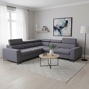 HUGO I rohová sedací souprava, pravá, šedá Sand 21