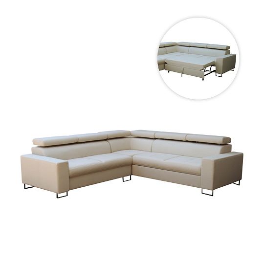 HUGO I rohová sedací souprava, pravá, bílá káva Sand 03