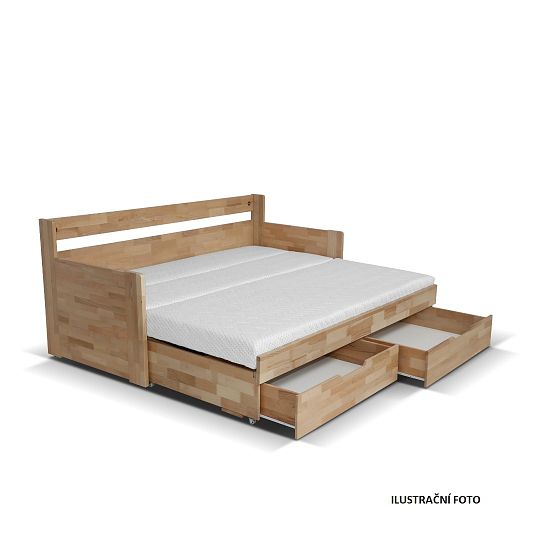 DONATELO C postel 100 cm, rozklad a úložný prostor, dub sonoma
