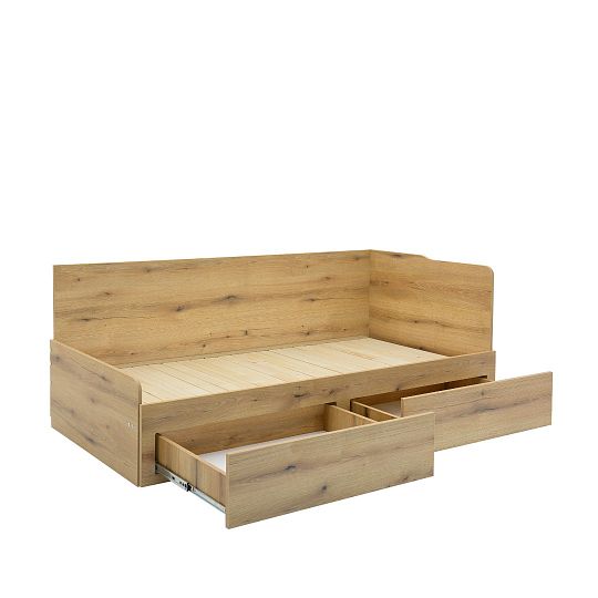 MENEOS rozkládací postel 90 cm, univerzální bočnice, dub pobřežní