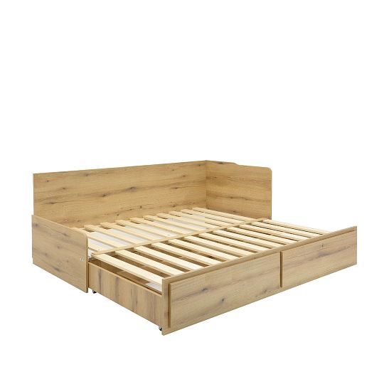 MENEOS rozkládací postel 90 cm, univerzální bočnice, dub pobřežní