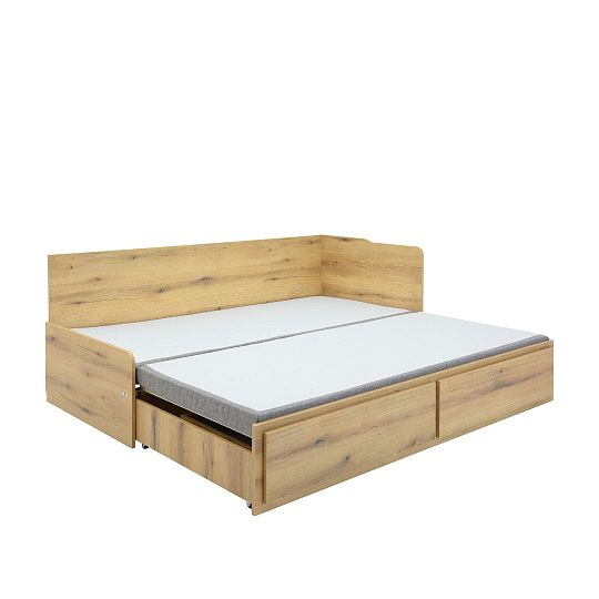 MENEOS rozkládací postel 90 cm, univerzální bočnice, dub pobřežní