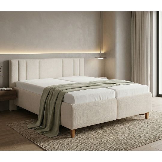 RAMESA čalouněná postel 180 + rošt, bílá káva