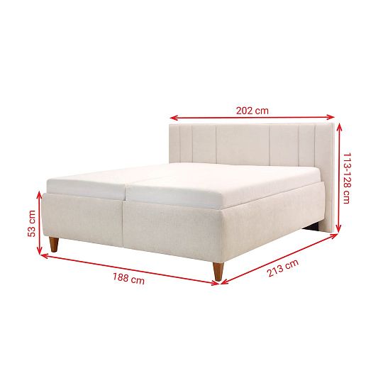 RAMESA čalouněná postel 180 + rošt, bílá káva