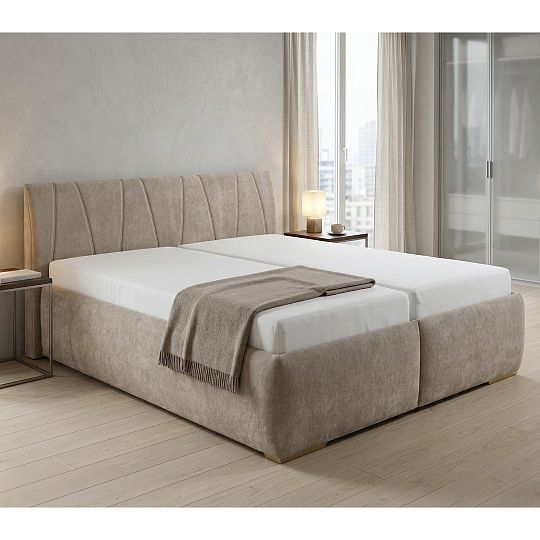 ORBIS čalouněná postel 180 + rošt, světle hnědá