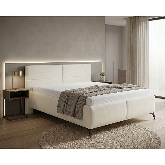 MINNESOTA čalouněná postel 180 + rošt, smetanová