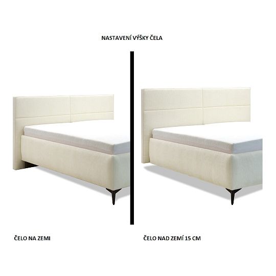 MINNESOTA čalouněná postel 180 + rošt, smetanová