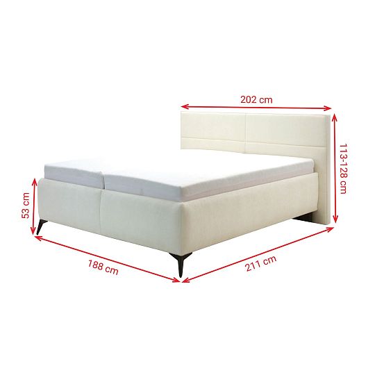 MINNESOTA čalouněná postel 180 + rošt, smetanová