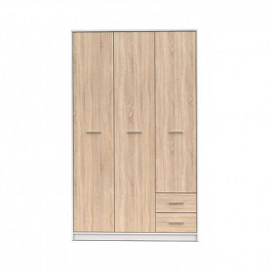Nepo Plus Šatní skříň SZF3D2S Bílá/Dub Sonoma