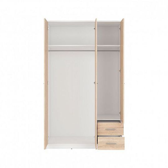 Nepo Plus Šatní skříň SZF3D2S Bílá/Dub Sonoma