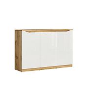 NUIS skříňka KOM3D, dub wotan/bílý lesk