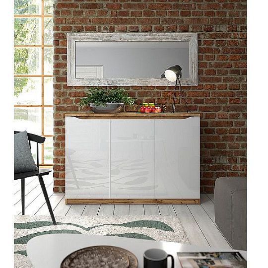 NUIS skříňka KOM3D, dub wotan/bílý lesk