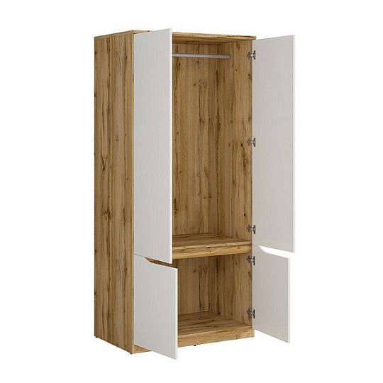 NUIS šatní skříň SZF4D dub wotan/bílý lesk