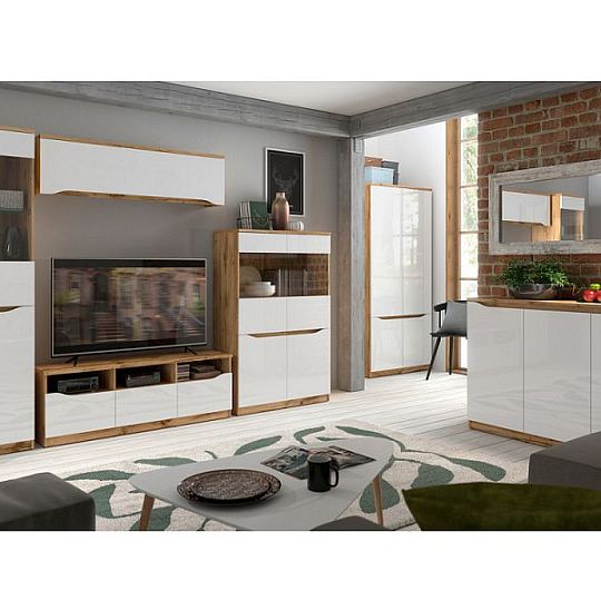 NUIS šatní skříň SZF4D dub wotan/bílý lesk